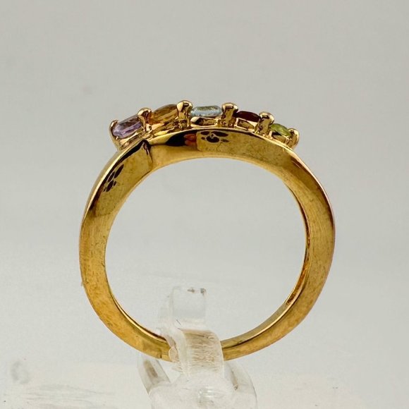 Mother's Multi-Gemstone Bypass Ring - Sterling Silver with 14kt Gold Overlay -7 - Picture 5 of 14